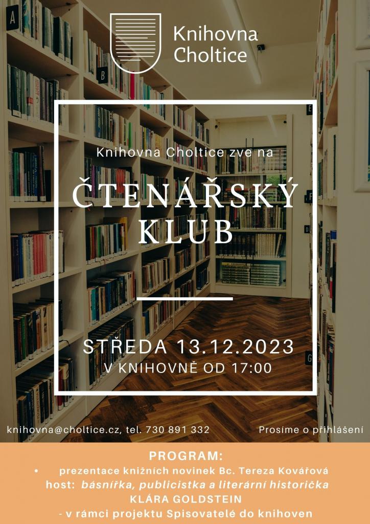Čtenářský klub - středa 13. prosince 2023 od 17:00  1