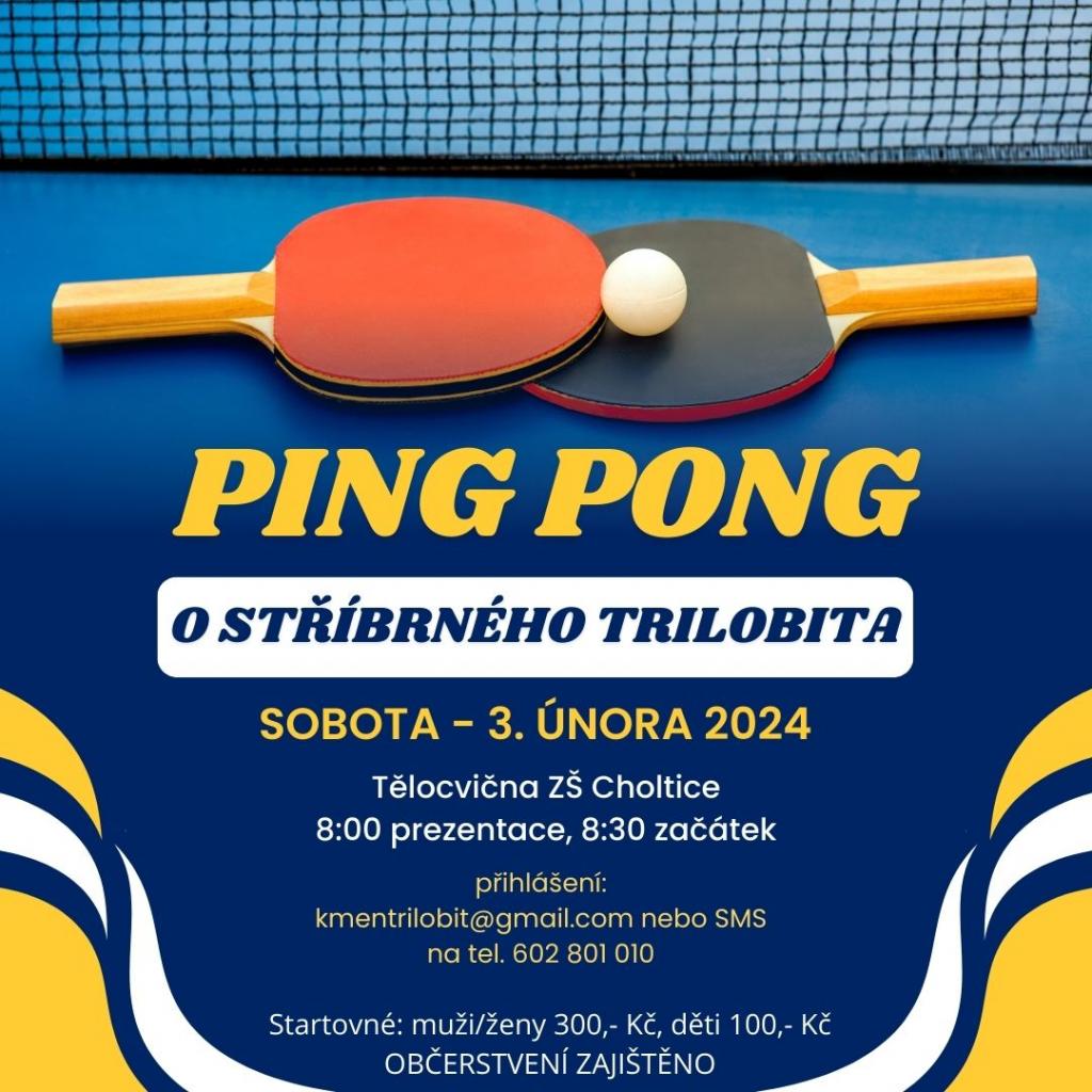 Turnaj v pingpongu "O stříbrného TRILOBITA" v sobotu 3.2.2024 1