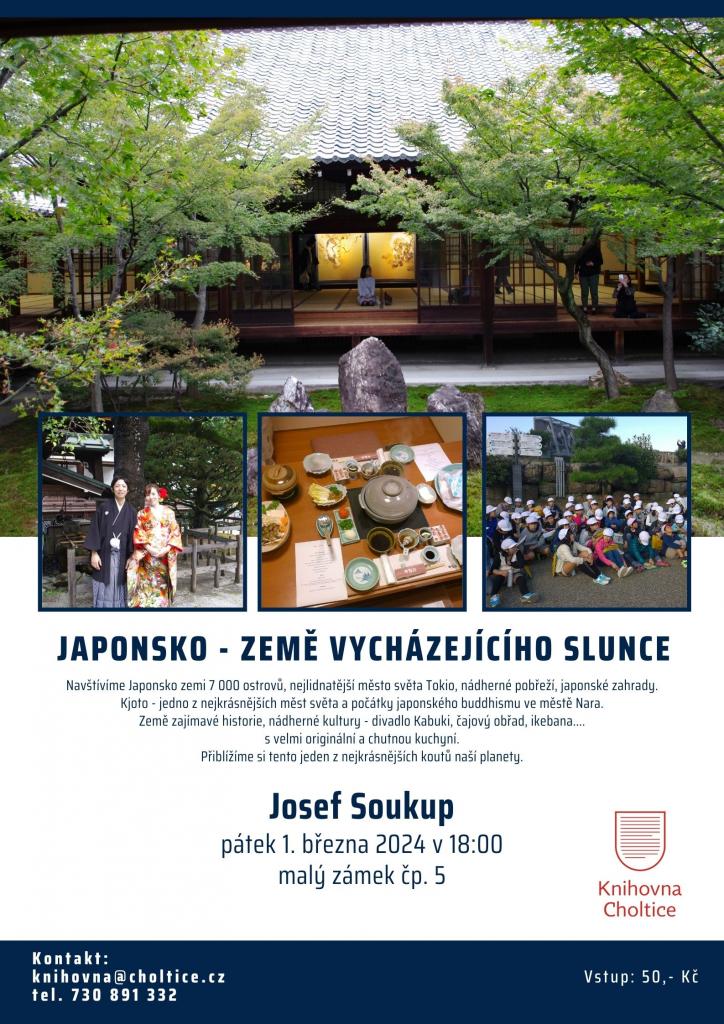 Cestovatelská přednáška: JAPONSKO - pátek 1. 3. 2024 od 18:00 na malém zámku čp. 5  1