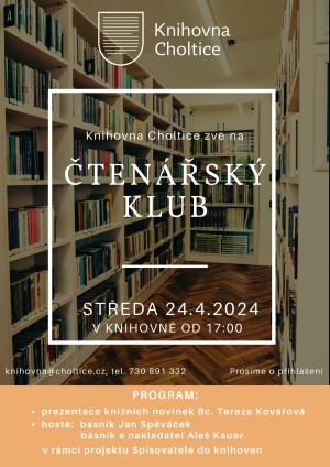 Čtenářský klub - dubnové setkání a Spisovatelé do knihoven 1